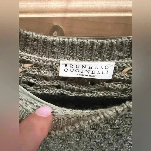 NWOT Brunello Cucinelli Paillette Crochet Knit Linen-Silk Dress - Picture 5 of 5